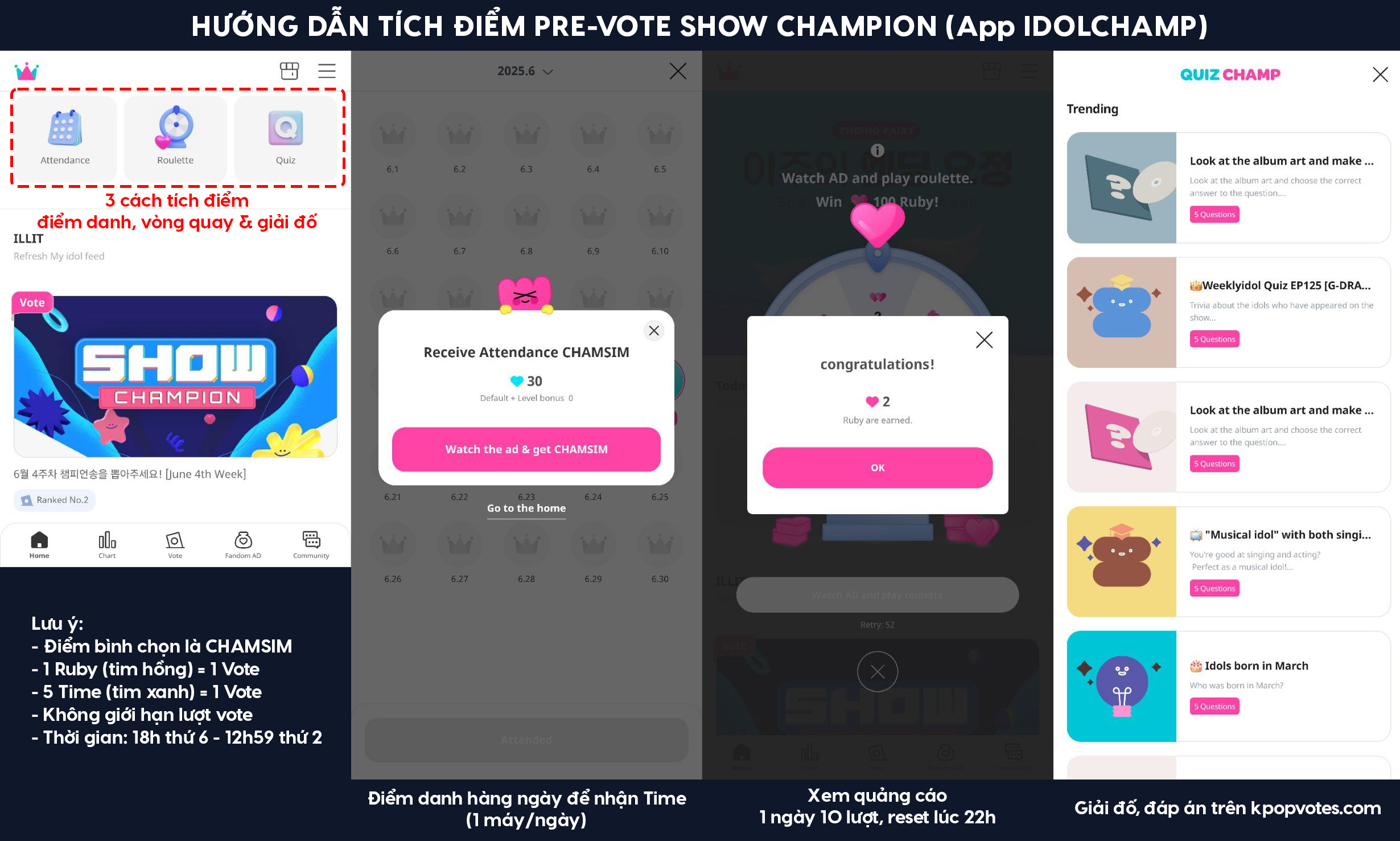 Tích điểm vote IDOLCHAMP